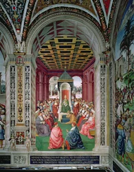 Eneasz Sylwiusz Piccolomini (1405-64) składa akt poddania się papieżowi Eugeniuszowi IV (1383-1447) 7 lutego