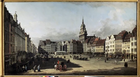 „Stary rynek w Dreźnie” (Stary rynek w Dreźnie) Obraz Bernardo Bellotto (1720-1780) 1750-1752 Muzeum Puszkina, Moskwa