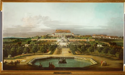 Zamek Schlosshof widziany z ogrodu (olej na płótnie)