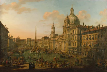 Piazza Navona w Rzymie, początek lat czterdziestych XVIII wieku.