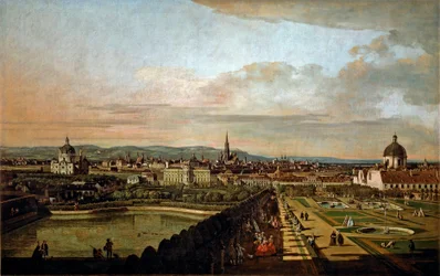 Widok Wiednia z Belwederu, 1758-1761. Wys. 136x214 cm. Wiedeń, Kunsthistorisches Museum
