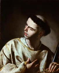 ""Saint Laurent"" (Saint Lawrence) Obraz Bernardo Cavallino (1616-1656) - 1640 - Olej na płótnie - Dim 65,5x53,5 cm Muzeum Lazaro Galdiano, Madryt