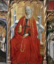 Maria Magdalena, fragment ołtarza św. Marii Magdaleny (1437-1452), autorstwa Bernata Martorella (ok. 1400-1452), malowany na drewnie. Katalońska sztuka gotycka.
