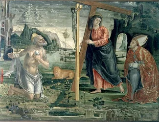 Chrystus dźwigający krzyż ze św. Augustynem i św. Hieronima