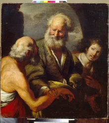Święty Piotr uzdrawia paralityka. (Św. Piotr Uzdrawiający Paralityka). Obraz Bernardo Strozziego (1581-1644), olej na płótnie, sztuka włoska (Genua)