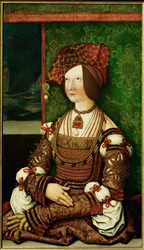 Bianca Maria Sforza, druga żona cesarza Maksymiliana I (olej na drewnie)