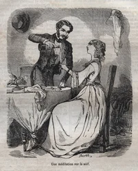 Medytacja nad pragnieniem - grawer w „La Physiologie du gout” Jean Anthelme Brillat Savarin (Brillat-Savarin