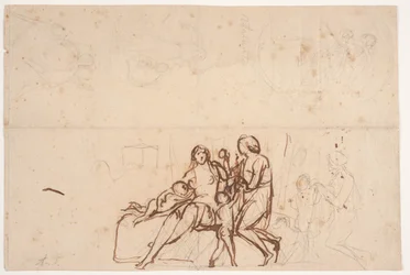 Różne szkice, w tym płaskorzeźba „Adam i Ewa” 1838 i płaskorzeźba „Atalante”: Villa Torlonia 1837.