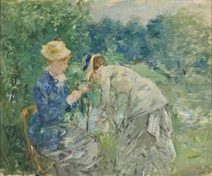 Au bois de Boulogne - W Lasku Bulońskim autorstwa Morisota, Berthe (1841-1895). Olej na płótnie, przed 1880 r. Wymiar: 61x73,5 cm. Muzeum Narodowe w Sztokholmie