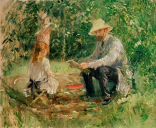Eugène Manet i jego córka w ogrodzie