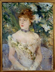 Obraz młodej kobiety w toalecie balowej autorstwa Berthe Morisot
