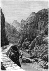 Widok z trasy karawany Shabet el Akra, Algieria, ok. 1890 r.
