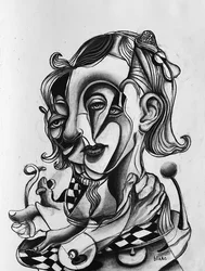 Zakochany Picasso, ok. 2021 (węgiel na papierze)