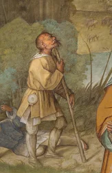 Nawa środkowa, pierwsze północne przęsło, ogłoszenie do Gioacchino, Boccaccio Boccaccino 1514-15, szczegół