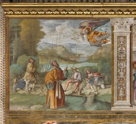 Nawa środkowa, pierwsza północna przęsło, ogłoszenie do Gioacchino, Boccaccio Boccaccino 1514-15