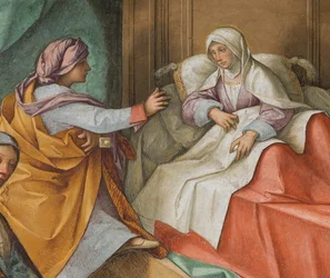 Nawa Centralna, Drugie Przęsło Północne, Narodziny Dziewicy, Boccaccio Boccaccino 1514-15, Detal