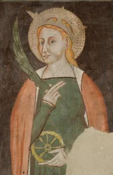 Transept północny, ołtarz św. Michała Archanioła, za ołtarzem freski Bonifacio Bembo, św. Katarzyny Aleksandryjskiej