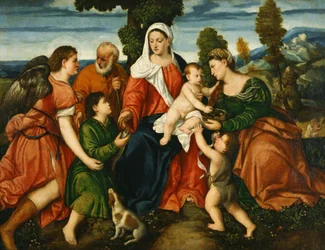 Święta Rodzina z Tobiaszem i Aniołem, Święta Dorota, Giovannino i Cud Zboża za nimi