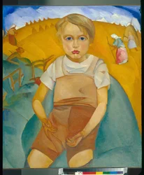 Socialite (portret syna) - Obraz Borisa Dmitrievicha Grigorieva (1886-1939), olej na płótnie (92x80 cm)