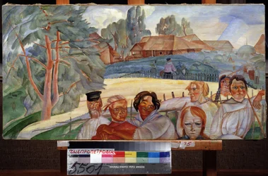 Rosja. W serii Oblicza Rosji (Rosja, z cyklu Twarze Rosji). Praca Borysa Dmitrijewicza Grigoriewa (1886-1939), akwarela i gwasz na papierze, ok. 1917, rosyjska awangarda, XX w., ekspresjonizm. Państwowe Muzeum Sztuki, Dnieprope