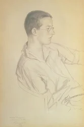 Portret Dymitra Dymitra Szostakowicza (1906-75), 1923 (ołówek na papierze)