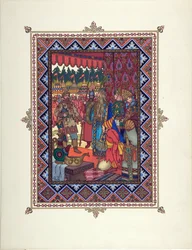 Ilustracja do bajki Marya Morevna (Maria des mers) par Zvorykin, Boris Vasilievich (1872-po 1935), c. 1925 - Litografia kolorowa, 27,3x20,5 - Kolekcja prywatna