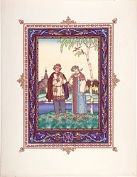 Snegourotchka ( ou Snegourka, la Fille de neige) - ilustracja do bajki Snegurochka par Zvorykin, Boris Vasilievich (1872-po 1935), ok. 1935 1925 - Litografia kolorowa, 27,3x20,5 - Kolekcja prywatna