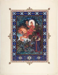 Vassilissa la Belle (ou Vassilissa la tres belle) - ilustracja do bajki Vasilisa the Beautiful par Zvorykin, Boris Vasilievich (1872-po 1935), ok. 1930 r. 1925 - Litografia kolorowa, 27,3x20,5 - Kolekcja prywatna