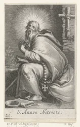 Święty Ammonius Wielki jako pustelnik S. Ammon Nitriota (tytuł na obiekcie) Pustelnicy (tytuł serii) Sacra eremvs ascetarvm (tytuł serii)