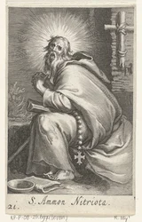 Święty Ammonius Wielki jako pustelnik S. Ammon Nitriota (tytuł na obiekcie) Pustelnicy (tytuł serii) Sacra eremvs ascetarvm (tytuł serii)