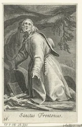 Święty Frontoniusz Egiptu jako pustelnik Sanctus Frontonius (tytuł na obiekcie) Pustelnicy (tytuł serii) Sacra eremvs ascetarvm (tytuł serii)