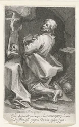 Heilige Jacobus van Nisibis als kluizenaar Cede sapor Nysibaenus (...) Persica ucieka z obozu (tytuł na obiekcie) Kluizenaars (tytuł serii) Przy świętym lustrze (...) uskrzydla ojcom (tytuł serii)