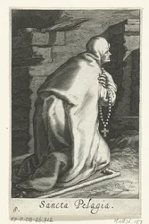 Św Pelagia z Antiochii jako pustelnik Sancta Pelagia (tytuł na obiekcie) Pustelnicy (tytuł serii) Sacra Eremus Ascetriarum (tytuł serii)