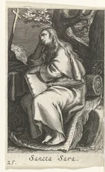 Święta Sara z Libii Sancta Sara (tytuł na obiekcie) Pustelnicy (tytuł serii) Sacra Eremus Ascetriarum (tytuł serii)