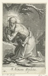 Św. Symeon Słupnik Starszy jako pustelnik S. Simeon Stylita (tytuł na obiekcie) Pustelnicy (tytuł serii) Sacra eremvs ascetarvm (tytuł serii)