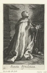 Święta Synkletyka z Aleksandrii jako pustelnik Sancta Syncletica (tytuł na obiekcie) Pustelnicy (tytuł serii) Sacra Eremus Ascetriarum (tytuł serii)