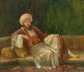 Zachodni dżentelmen w stroju orientalnym.