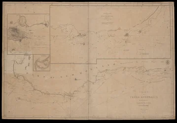 Mapa Terra Australis sporządzona przez M. Flindersa, dowódcę statku Jego Królewskiej Mości "Investigator". Południowe wybrzeże Arkusz I 1801