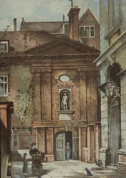 Szpital Chrystusa dla sierot, Newgate Street, Londyn, c.1885 (kolor lito)