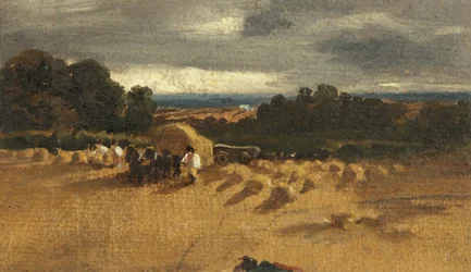 Scena zbiorów (olej na papierze)