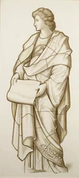Muza literatury - rysunek do witrażu, ok. 1890 (akwarela na papierze)