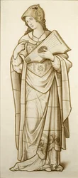 Muse of Lyric Poetry - rysunek do witraży, ok. 1890 (akwarela na papierze)