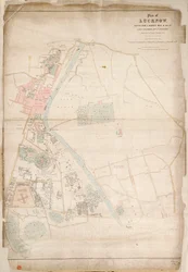 Plan Lucknowu, sporządzony na podstawie pomiaru wykonanego w 1856 przez porucznika Moorsoma, 52. lekkiej piechoty. (Przedstawiony przez kapitana Moorsoma, C.E.), ok. 1856