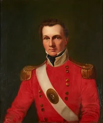 Portret dżentelmena w czerwonej kurtce wojskowej (olej na płótnie)