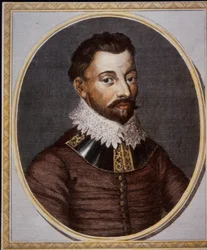 Sir Francis Drake, kupiec i korsarz (kolorowy grawerunek)