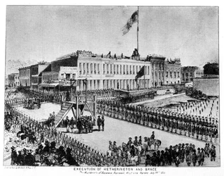 Egzekucja Hetherington and Brace, Fort Vigilance, Sacramento, Kalifornia, 1856 1937.
