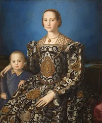 włoski: Ritratto di Eleonora di Toledo col figlio Giovanni Portret Eleonory z Toledo i jej syna Giovanniego de