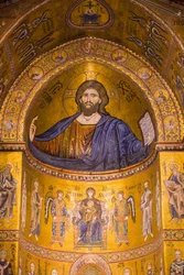 Obraz Jezusa, Katedra Santa Maria Nuova, Monreale, Sycylia, Włochy, Europa