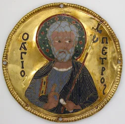 Medalion ze Świętym Piotrem z Ramy Ikony, ok. 1100 (złoty, srebrny i emaliowany cloisonné)