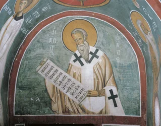 Malowidła przedstawiające świętego trzymającego list, święty Ignacy Antiocheński, Panagia tou Araka, Lagoudera, Cypr